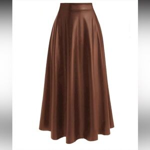 Brown Faux Leather Skirt